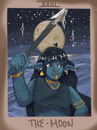 Maoryn, My friends DND character as a Tarot card!